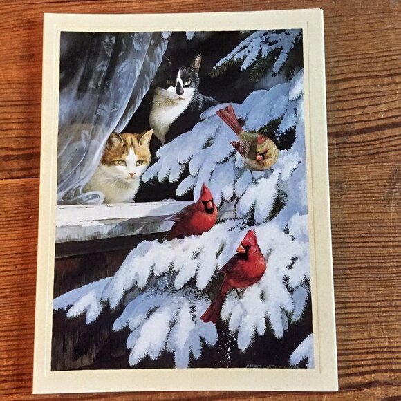 Set of 7 Christmas Cat Art Print Greeting Cards by Persis Clayton Weirs - Picture 2 of 7